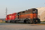 SOO 2057 makes its way across Jones Island with former sister 2003